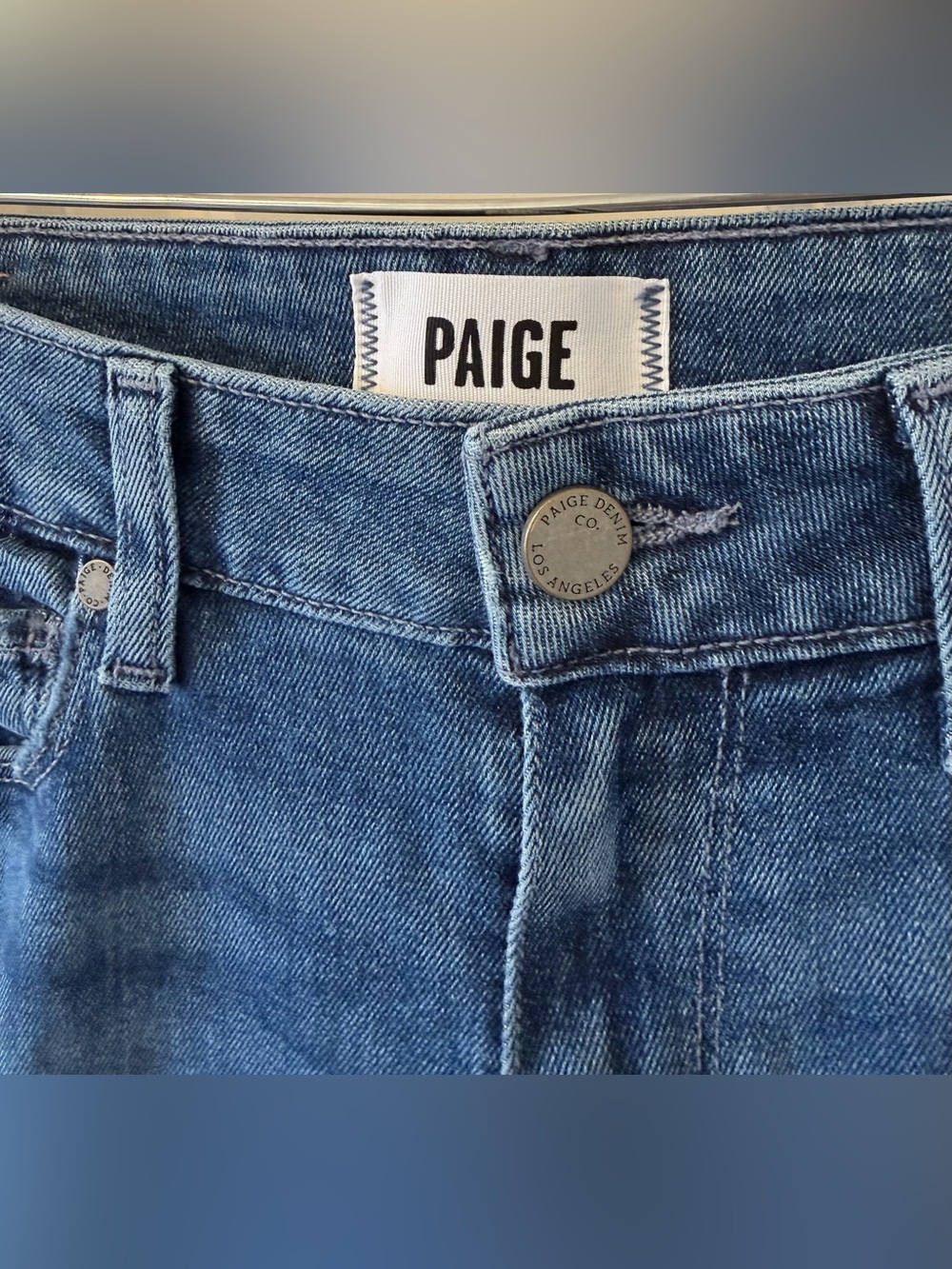 PAIGE Sarah Straight Leg Stretch Denim Jeans, Classic Blue, Size 26 - Picture 3 of 13